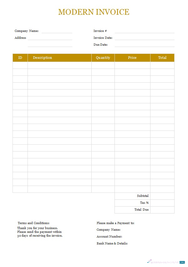Download Free Modern Invoice Template Photoshop template